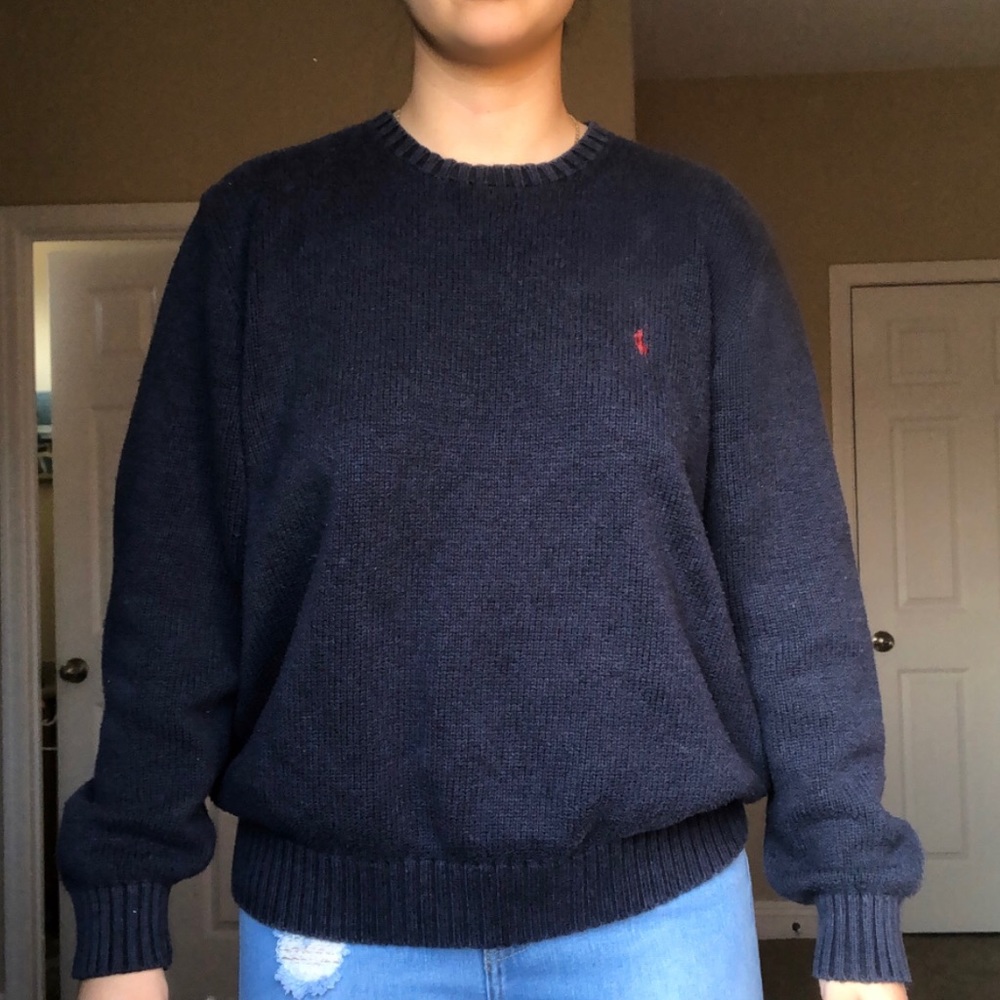 NAVY BLUE POLO SWEATER